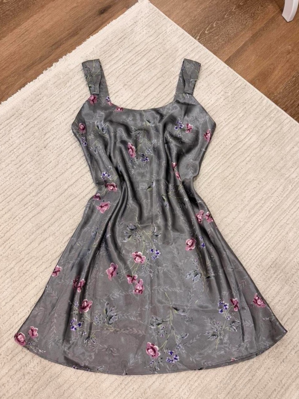 Vintage Versailles Floral Satin Mini Slip Dress - Picture 2 of 6